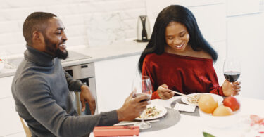 African couple spending time together