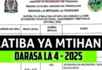 Ratiba ya Mitihani ya Darasa la Nne 2025